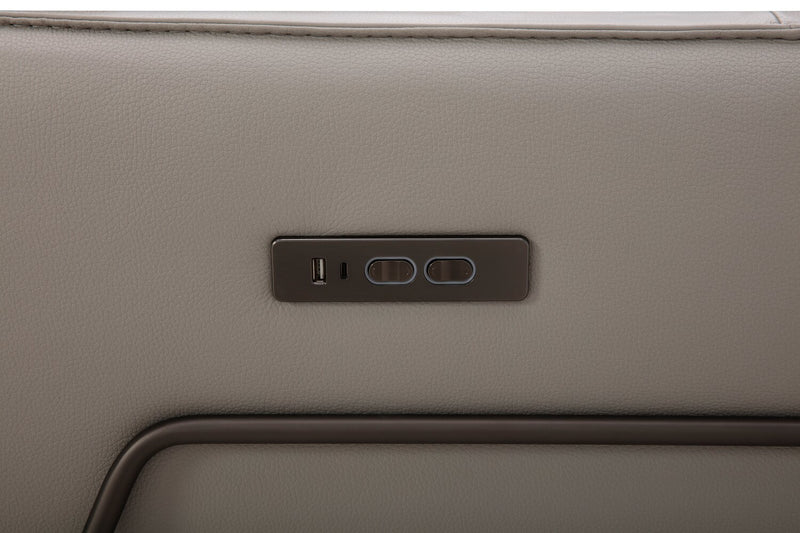 Riviera Top-Grain Genuine Leather Power Reclining Chair - Light Grey