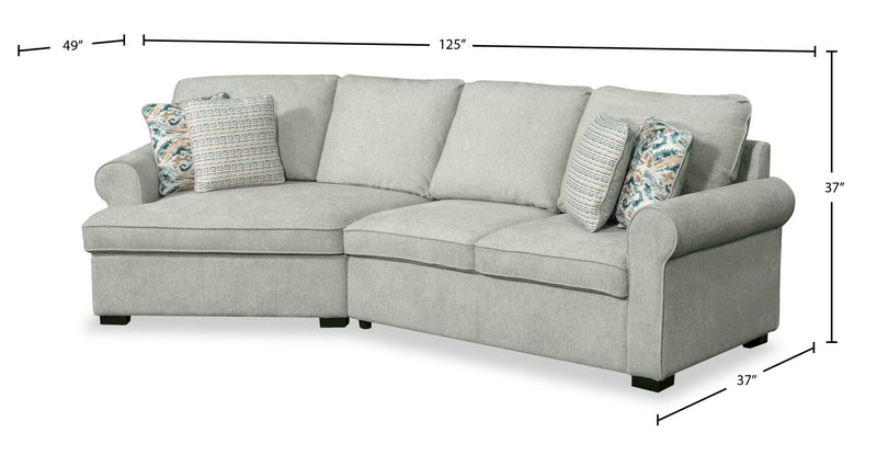 Scott Living Haven 2-Piece Left-Facing Chenille Fabric Cuddler Sectional - Seafoam Blue