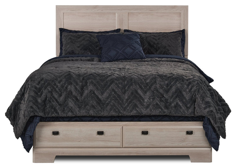 Yorkdale 6-Drawer Platform Bed with Headboard & Storage Frame, Made in Canada, White - Full Size