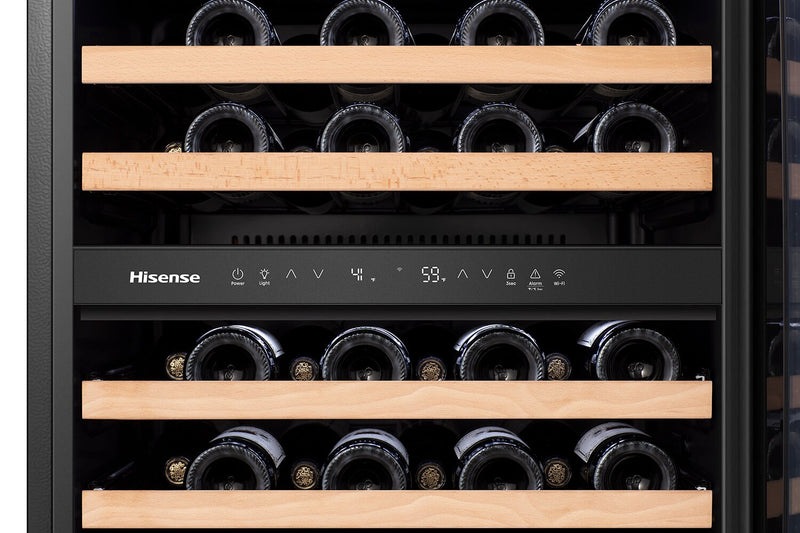 Hisense 4.9 Cu. Ft. 46-Bottle Dual-Zone Wine Cooler with Wi-Fi - Stainless Steel - HWD046N6SS