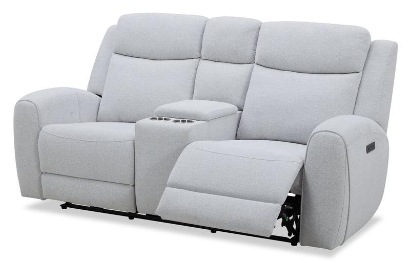 Reign 78\" Fabric Power Reclining Loveseat with Console - Bronco Stone Grey