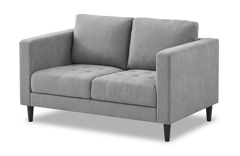 Metro 57\" Fabric Loveseat with Tufted Seat Cushions and Reversible Back Cushions - Grey