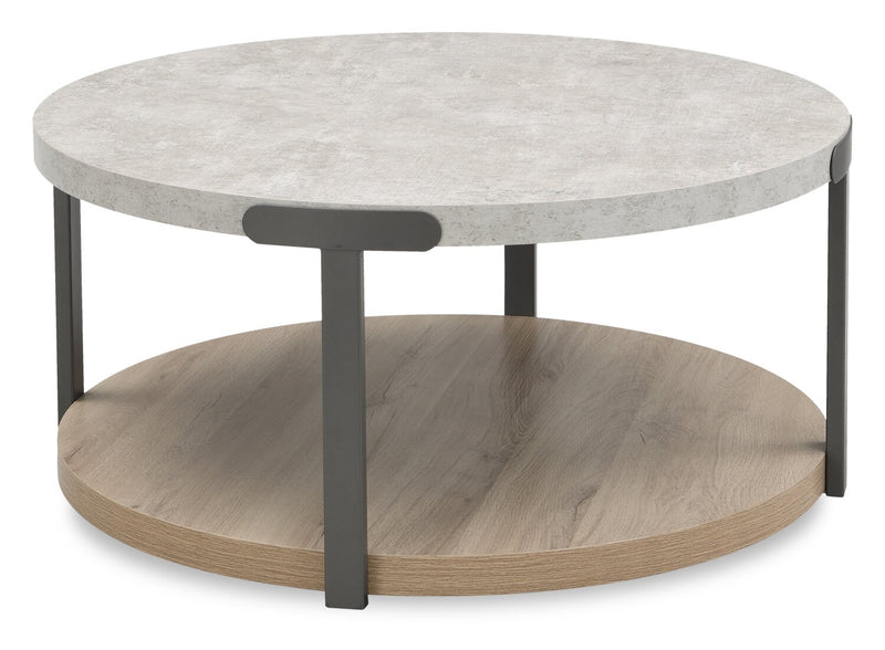 Felicity 36\" Round Coffee Table with Shelf and Casters - Grey