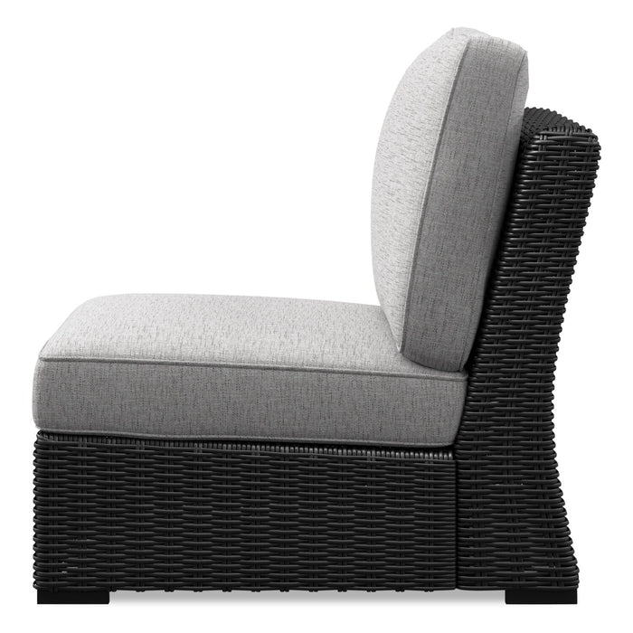 Jasper Outdoor Patio Armless Chair - Resin Wicker, Nuvella Fabric, UV & Weather Resistant - Grey/Black