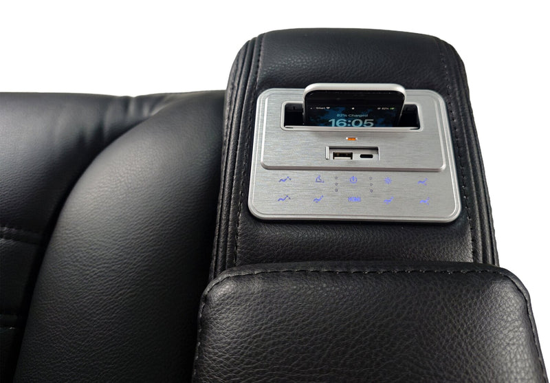 Zen 40\" Leather-Look Fabric Power Reclining Massage Chair with Power Headrest and Heated Seat - Black