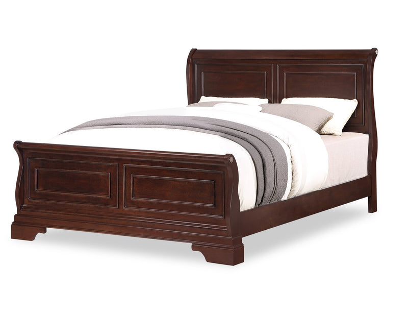 Marco 5pc Bedroom Set with Bed, Dresser & Mirror, Cherry Brown - Queen Size