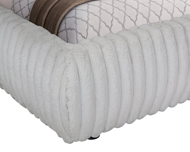 Aria Upholstered Platform Bed in Grey Fabric, Tufted - King Size