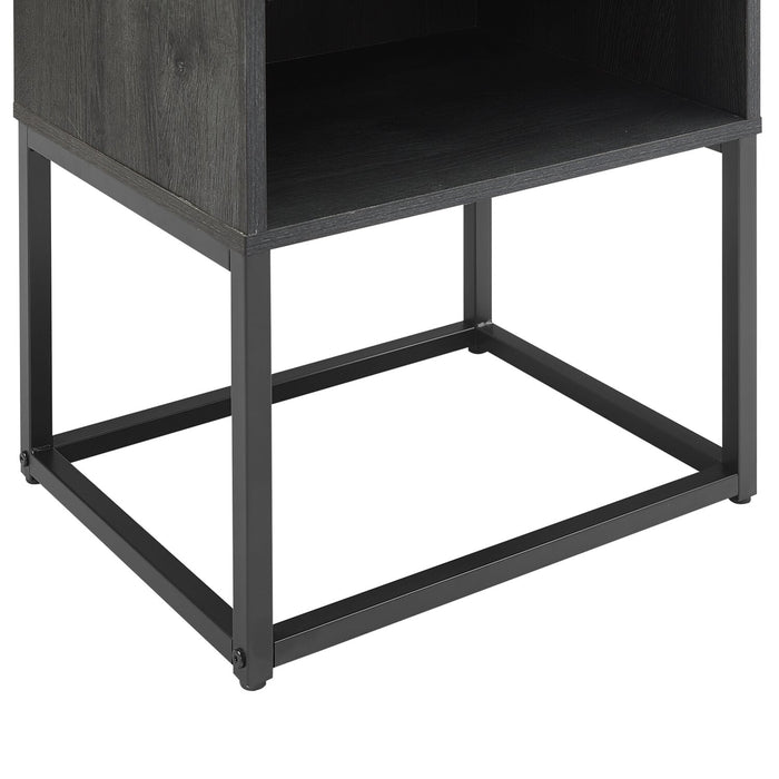 Fynn Bedside 1-Drawer Nightstand with Storage Shelf, 18\"W x 25.75\"H - Brown/Black