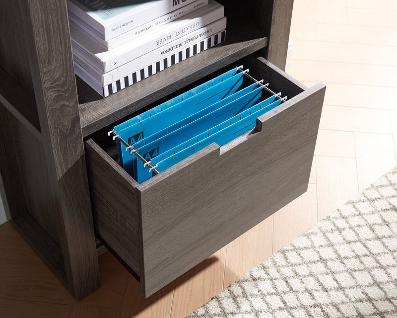 Oscar Owen 22.5\" 2-Shelf Bookcase with File Drawer - Grey