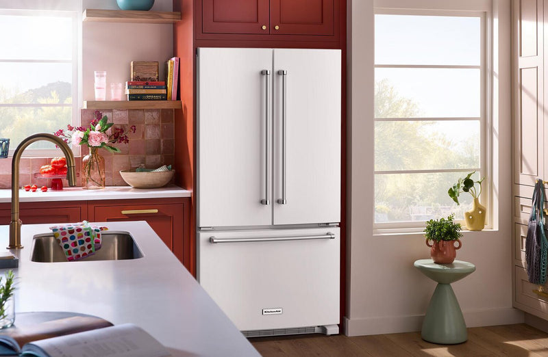 KitchenAid 36\" 20 Cu. Ft. Counter-Depth French-Door Refrigerator - White - KRFC136RWH