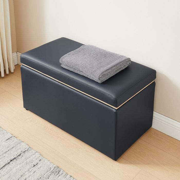 Edmonton 32\" Storage Ottoman - Navy Faux Leather
