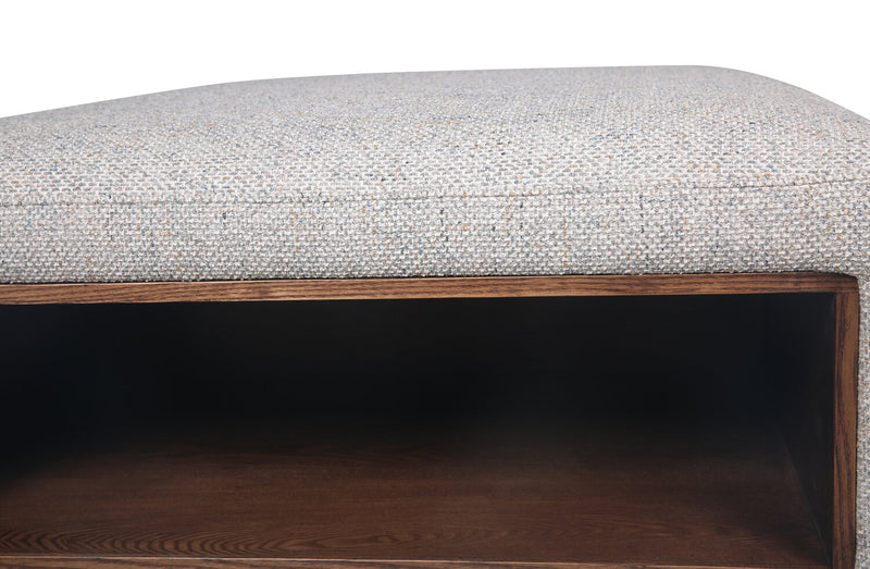 Geneva 32.5\" Chenille Fabric Cocktail Ottoman with Storage and Wood Legs - Cloud Beige
