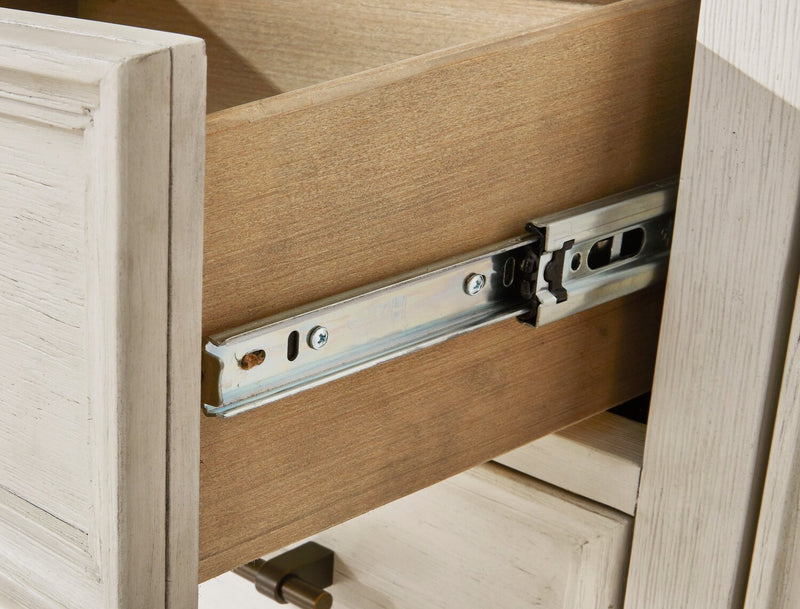 Quill Dining Server with Storage & Drawers, 56\"W - Antique White & Brown