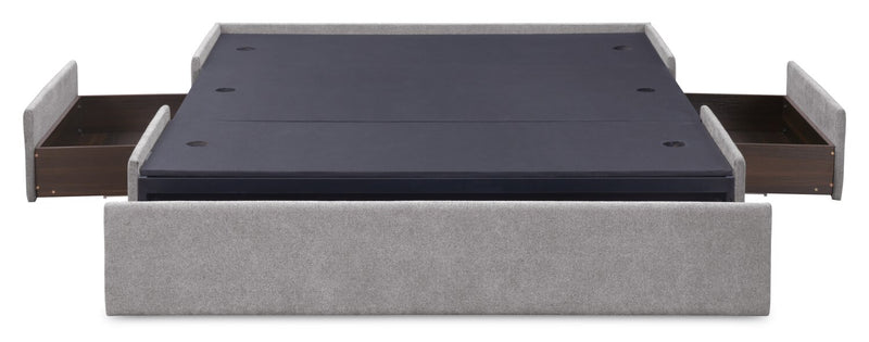 Amos Upholstered Storage Bed Base in Grey Fabric with 3 Built-in Drawers  - Full Size