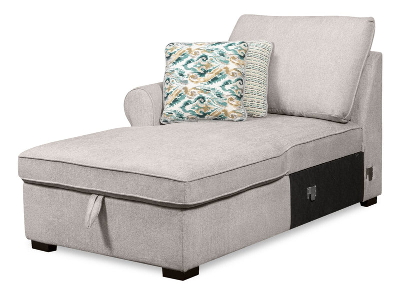 Scott Living Haven 3-Piece Right-Facing Chenille Fabric Cuddler Sleeper Sectional with Storage - Grey
