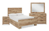 Derekson 6pc Bedroom Set with Side Storage Bed, Dresser, Mirror & Nightstand, Natural - Queen Size