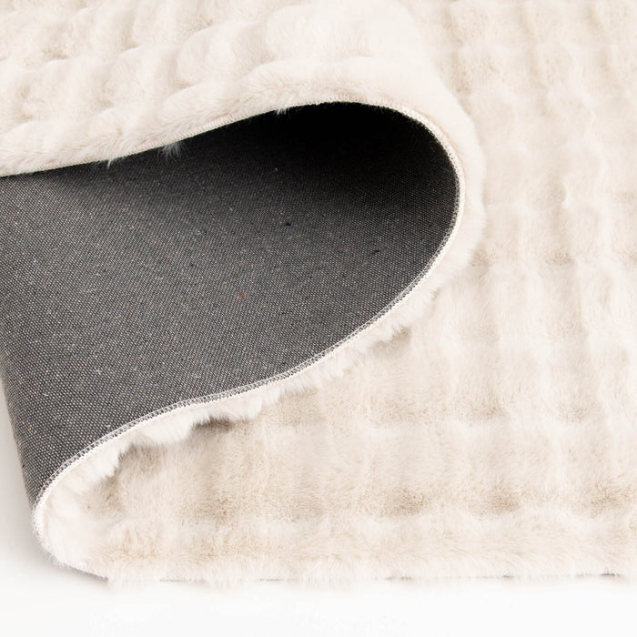 Faux Fur Bubble Ivory Area Rug with Memory Foam Backing - 5' x 7'