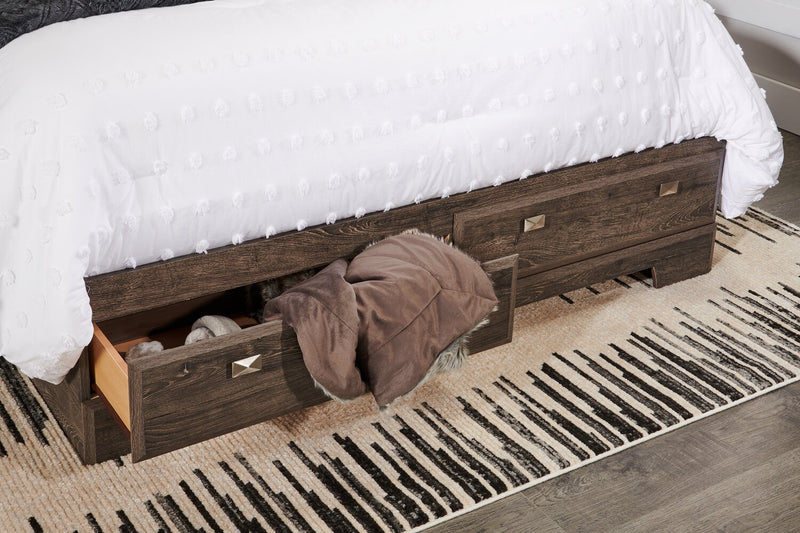 Yorkdale 6-Drawer Platform Bed with Headboard & Storage Frame, Made in Canada, Grey - Queen Size