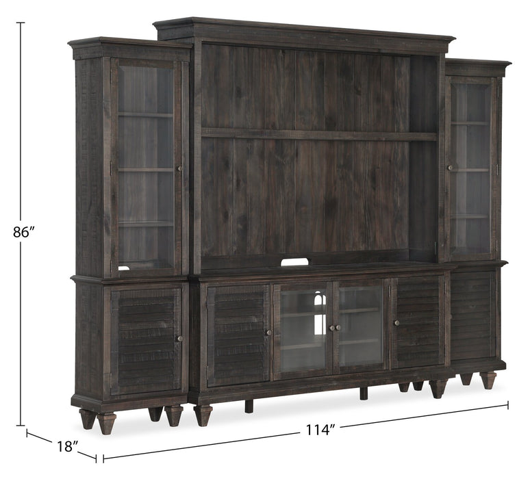 Baron 114\" Rustic 4-Piece Pine Entertainment Centre with Storage and Cable Management for TVs up to 70” - Weathered Charcoal