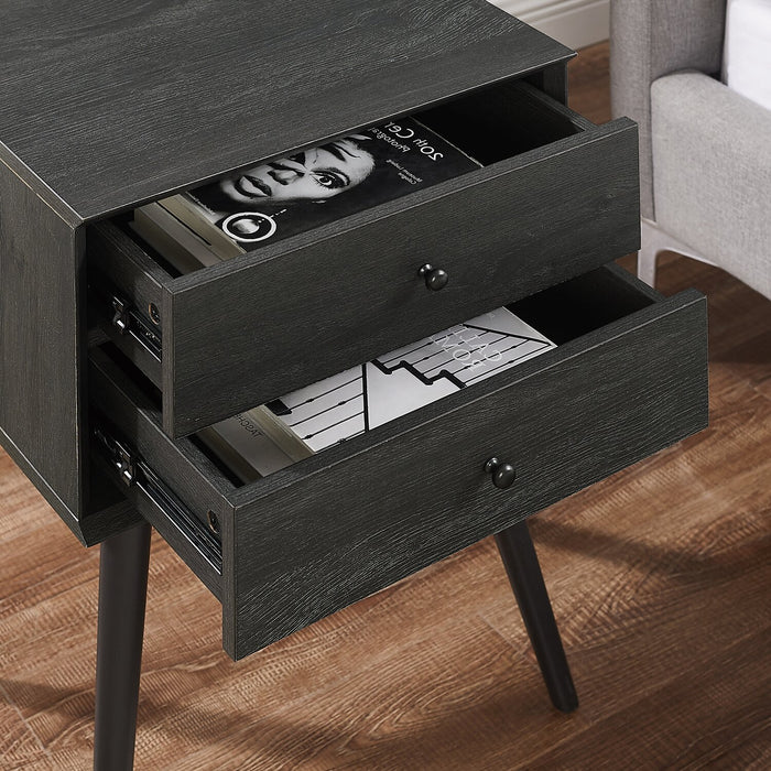 Mori Bedside 2-Drawer Nightstand, 18\"W x 25.75\"H - Black