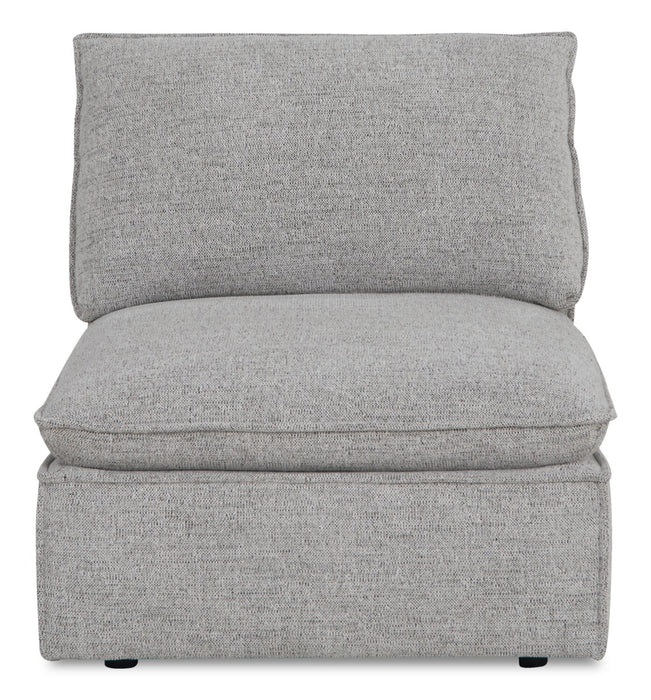 Fusion Modular 8-Piece Silver Grey Chenille Fabric Sectional with Removable Feather Down Back Cushions
