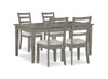 Cove 5pc Dining Table Set with Table & 4 Chairs, Storage Drawers, Melamine, 66\"W - Grey