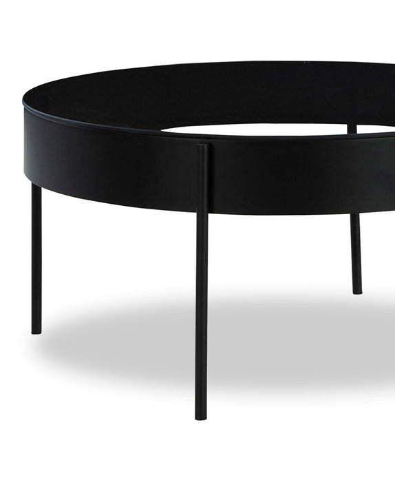 Moira 36” Modern 3-Pack Round Coffee + 2 End Tables - Black