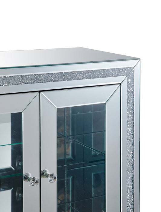 Roxie 31.5” Accent Cabinet with Glass Doors and LED Lighting - Silver