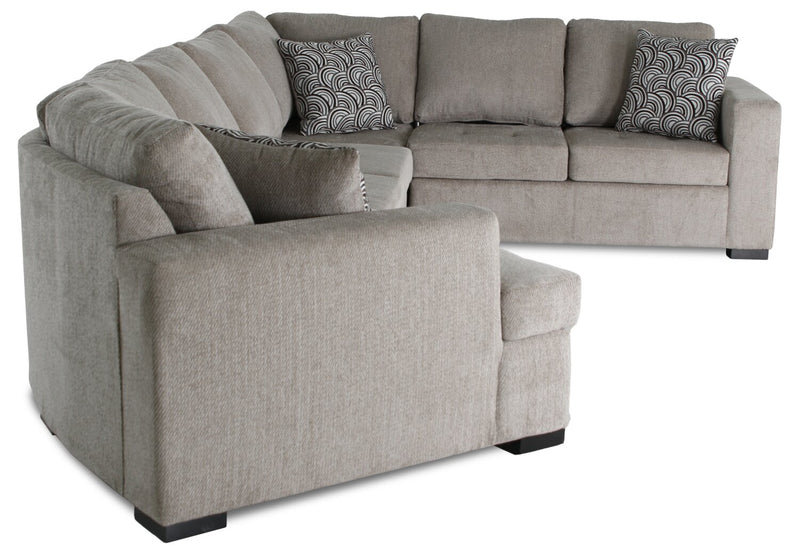 Made in Canada Legend 4-Piece Left-Facing Chenille Fabric Cuddler Sleeper Sectional - Platinum Beige