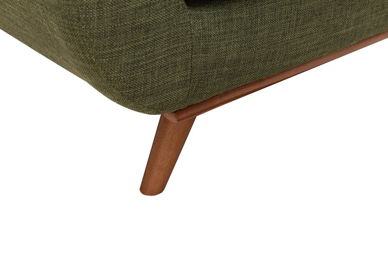 Kort & Co. Freeman 63\" Linen-Look Fabric Loveseat with Wood Legs and Tufted Back Cushions - Avocado Green