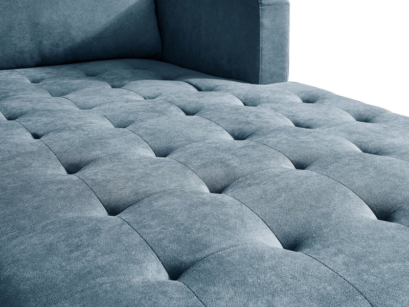 Metro 2-Piece Right-Facing Fabric Sectional with Chaise and Tufted Seat Cushions - Denim Blue