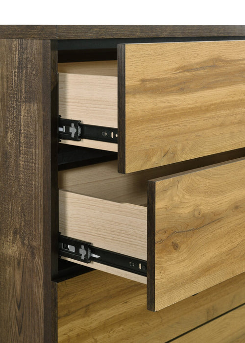 Silas Bedroom Chest of Drawers, 5-Drawer, 33\"W x 47.5\"H - Rustic Brown