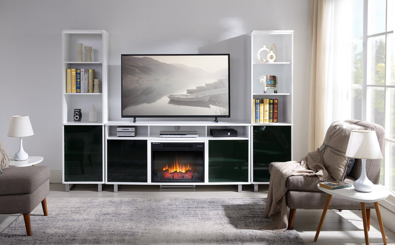 Ignatius Modern 3-Piece Entertainment Centre with Electric Fireplace and Storage for TVs up to 70\"- White