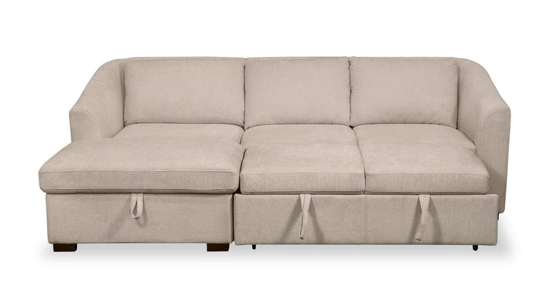 Envy 2-Piece Left-Facing Chenille Fabric Sleeper Sectional with Storage Chaise - Almond Beige