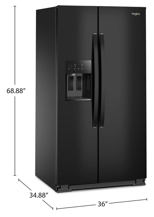 Whirlpool 36\" 28.7 Cu. Ft. Side-by-Side Refrigerator – Black - WRSF5536RB