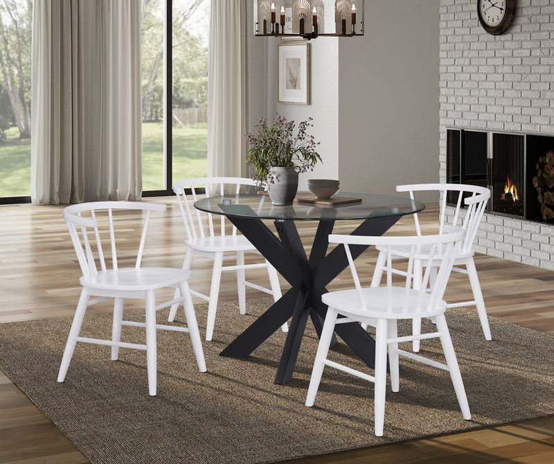 Remi Dining Chair with Curved Spindle-Back - White