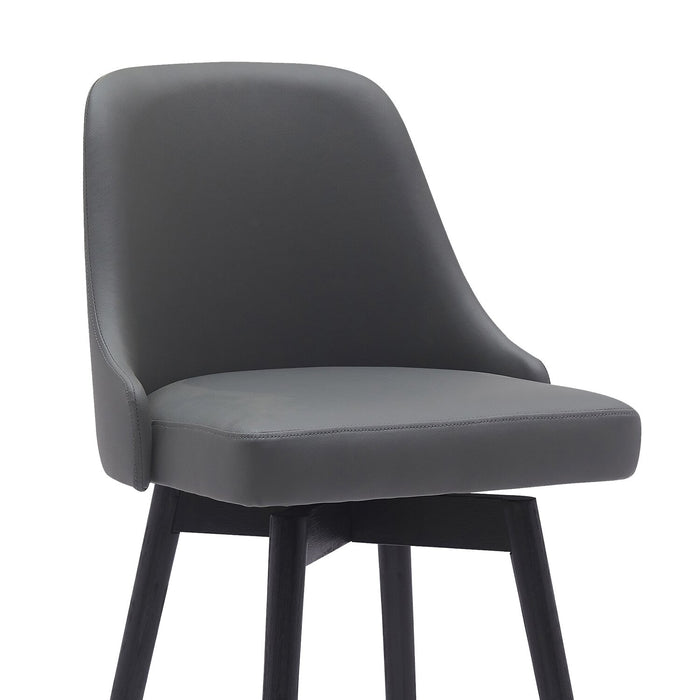 Nash Counter-Height Stool with Swivel Seat, Vegan Leather Fabric, Metal - Charcoal