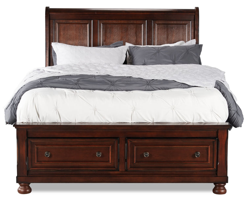 Chelsea Platform Storage Bed with Headboard & Frame, Cherry Brown - King Size