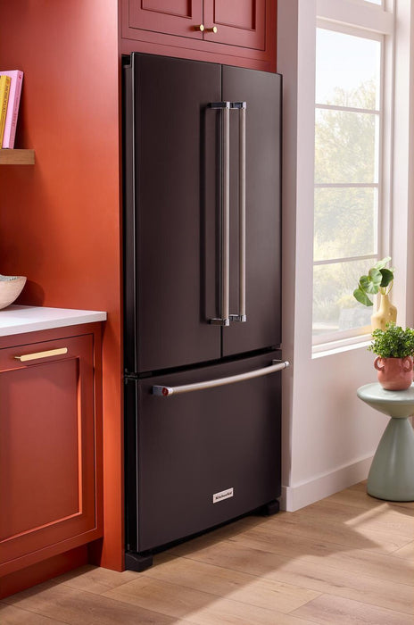 KitchenAid 36\" 20 Cu. Ft. Counter-Depth French-Door Refrigerator - Black Stainless Steel - KRFC136RBS