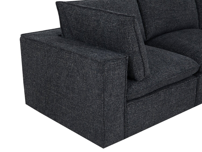 Fusion Modular 8-Piece Charcoal Grey Chenille Fabric Sectional with Removable Feather Down Back Cushions