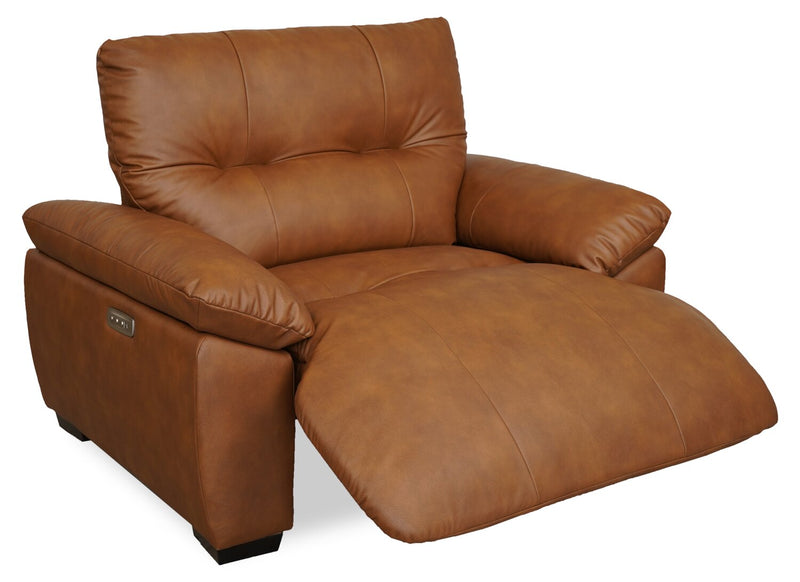Bello 51.6\" Leather-Look Fabric Power Reclining Chair - Brown