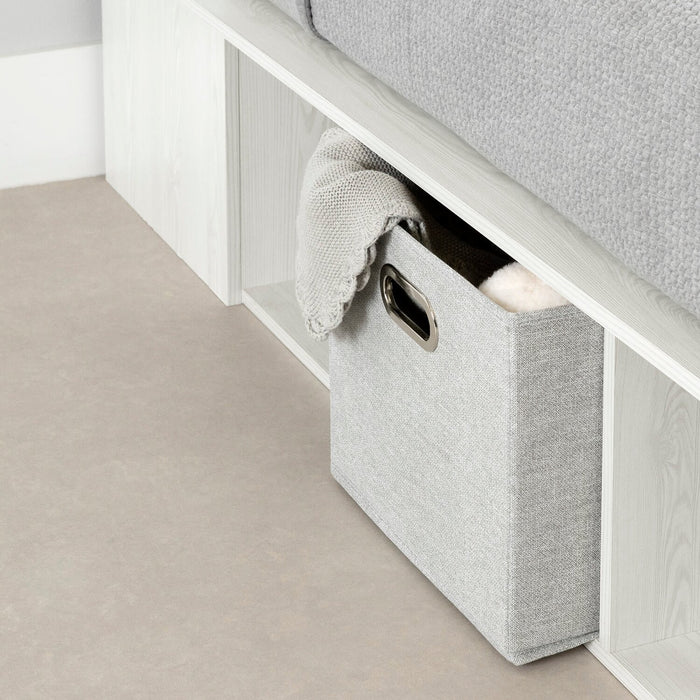 Everley Platform Bed with Built-in Storage & Baskets, White - Full Size