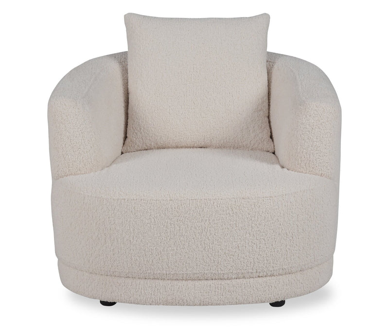 Moon 35.8\" Fabric Curved Chair with Accent Pillow - Wooly Almond White
