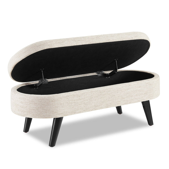 Montreal 43.5\" Oval Fabric Storage Ottoman - White