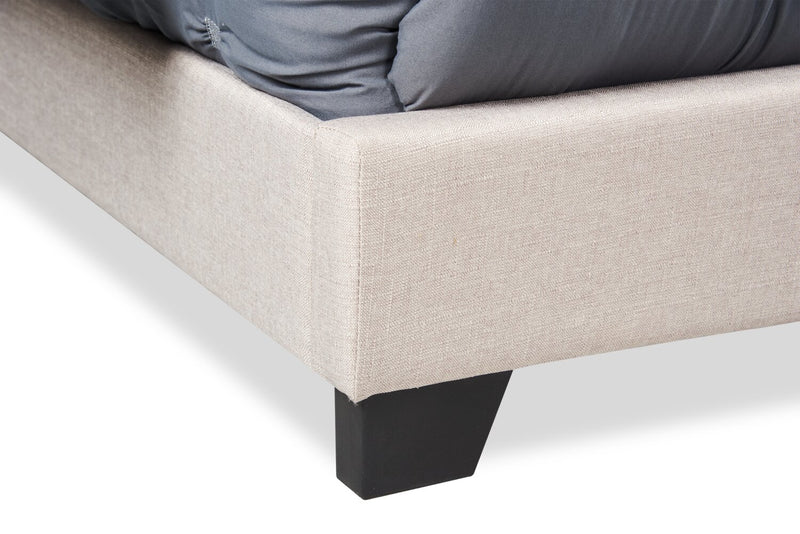 Brady Upholstered Wingback Bed in Light Grey Fabric with Nailhead Design, Button Tufted - King Size