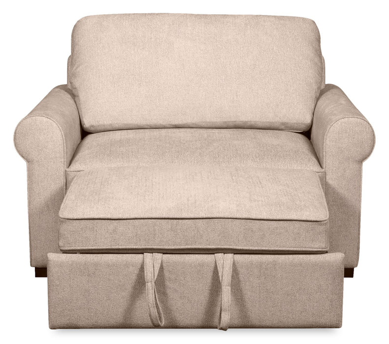 Scott Living Haven 55\" Chenille Fabric Sleeper Chair with Wood Legs - Taupe