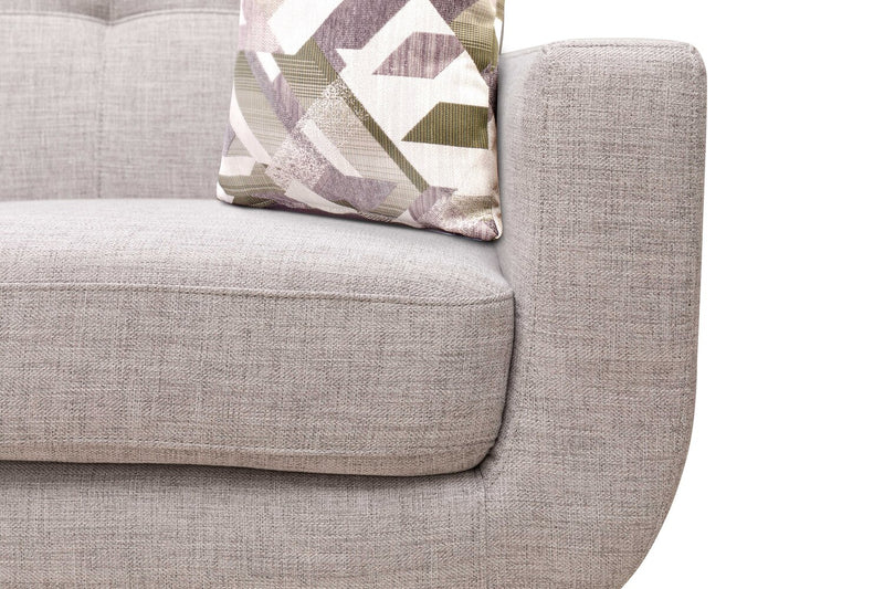 Kort & Co. Freeman 63\" Linen-Look Fabric Loveseat with Wood Legs and Tufted Back Cushions - Dove White