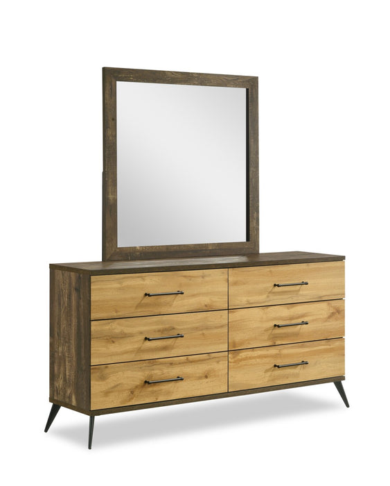 Silas 6pc Bedroom Set with Platform Bed, Dresser, Mirror & Nightstand, LED, Rustic Brown - Full Size