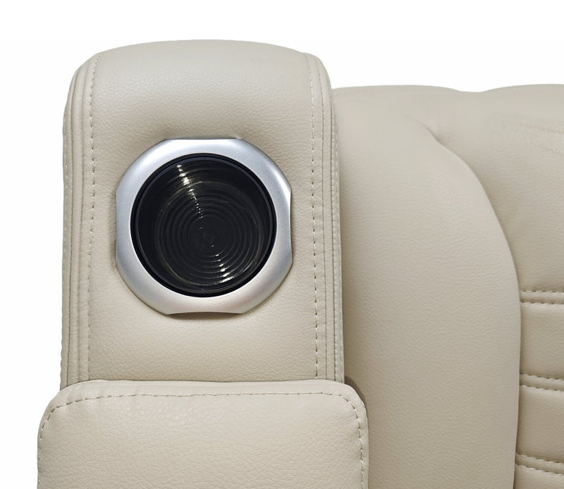 Zen 40\" Leather-Look Fabric Power Reclining Massage Chair with Power Headrest and Heated Seat - Apricot