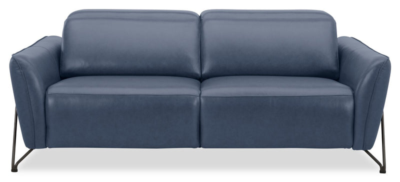 Riviera Top-Grain Genuine Leather Power Reclining Sofa - Blue